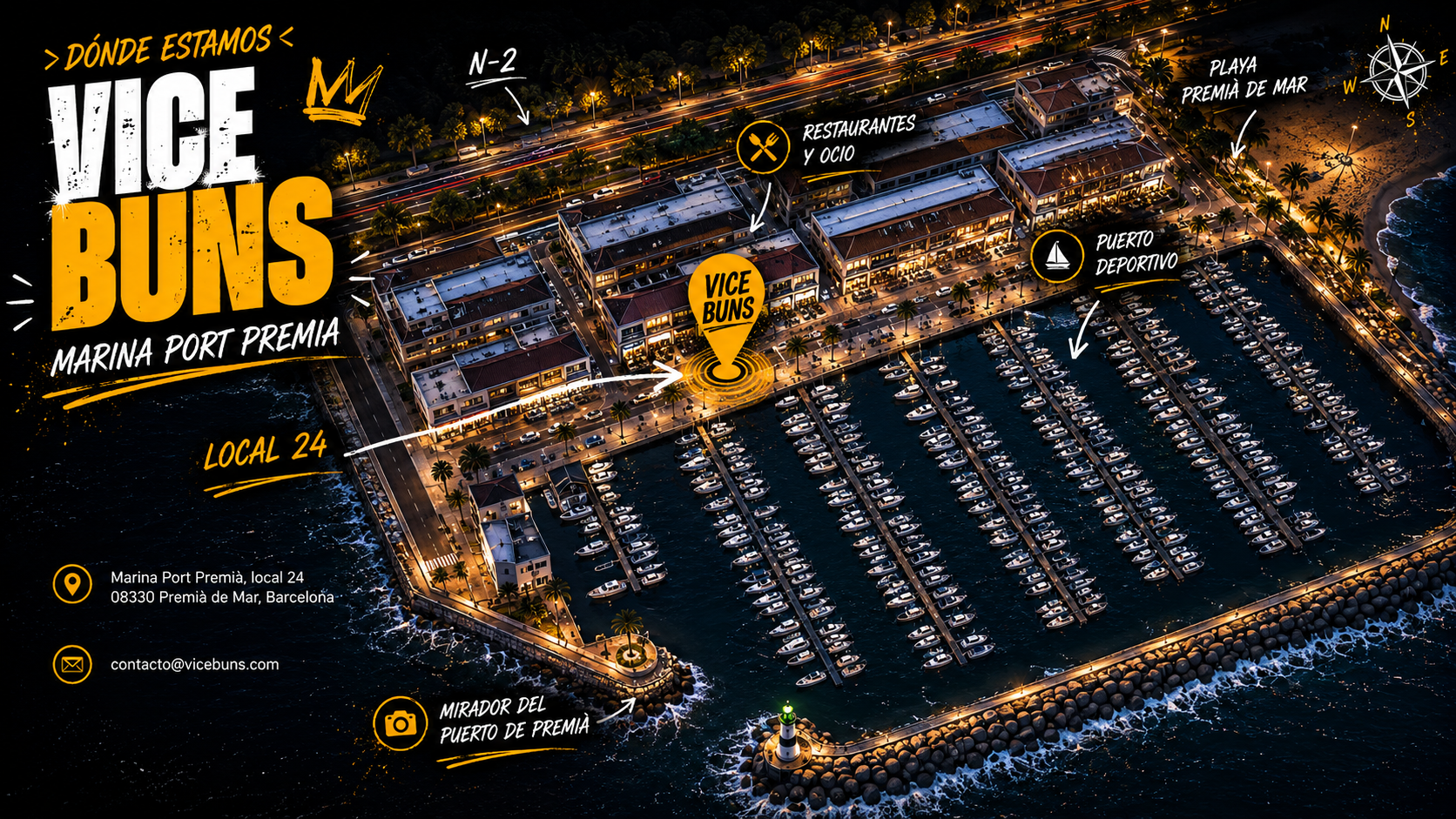 Mapa de Vice Buns en Marina Port Premià, local 24, Premià de Mar.
